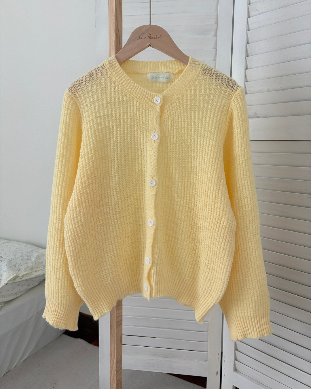 Waffle Knit Cardigan in Butter