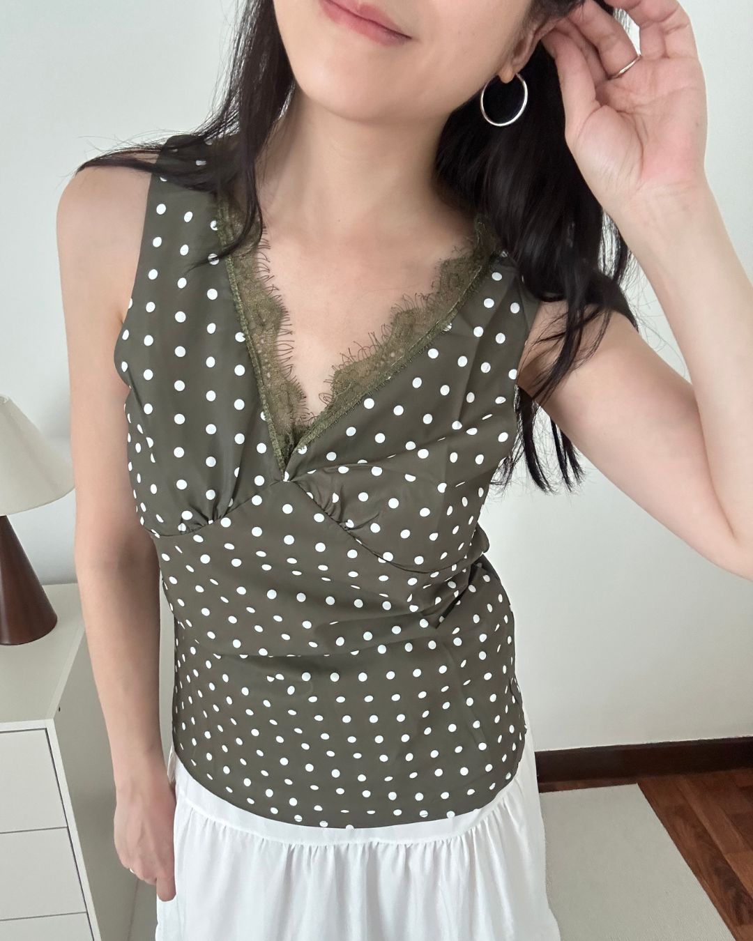 Olive Polka Blouse (Size M)