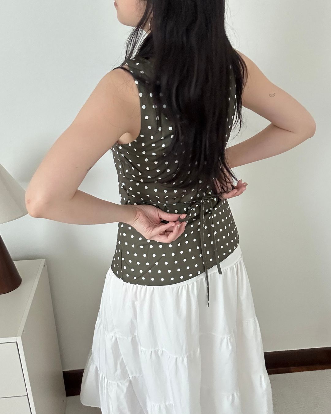 Olive Polka Blouse (Size M)