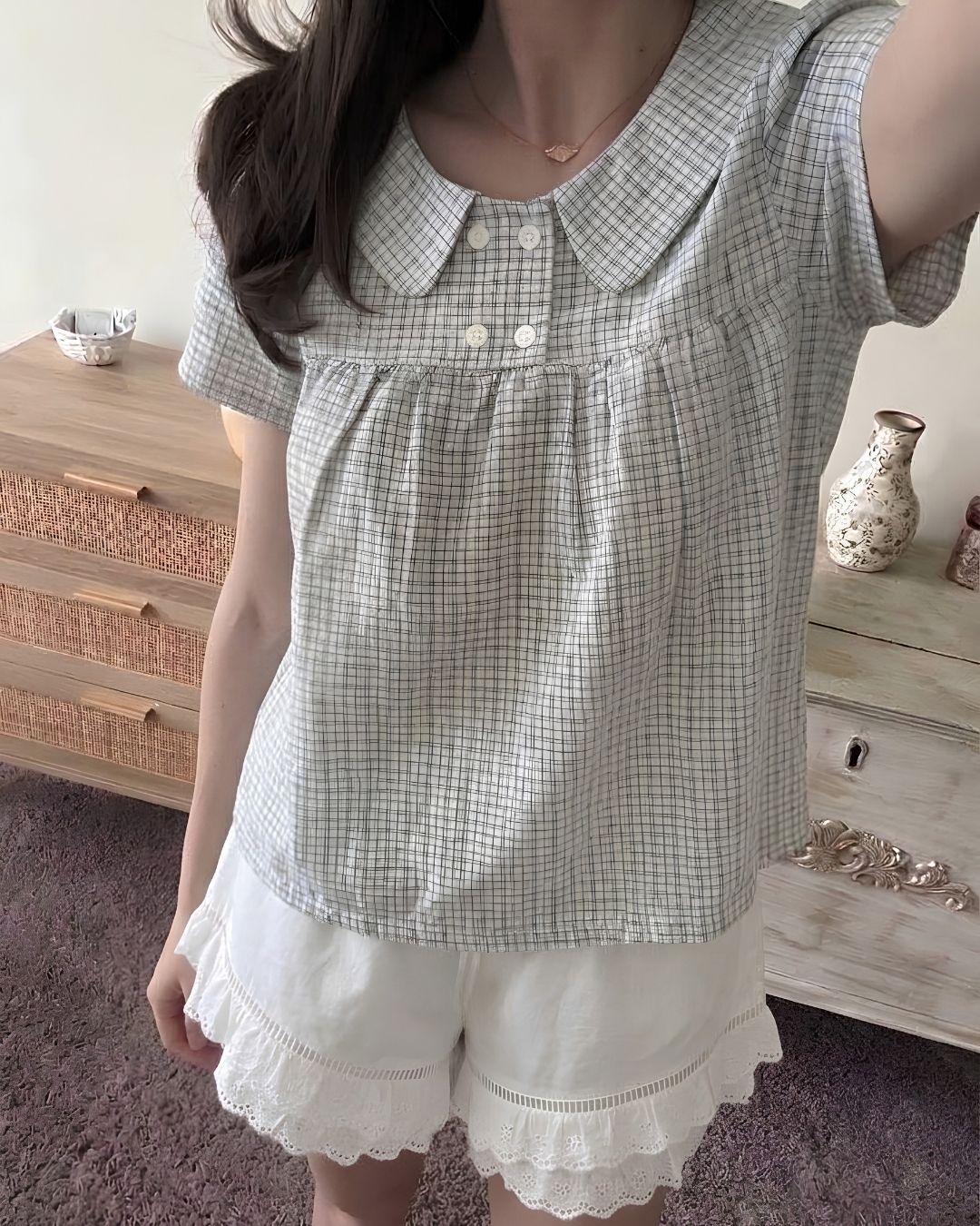 Blue Picnic Gingham Top