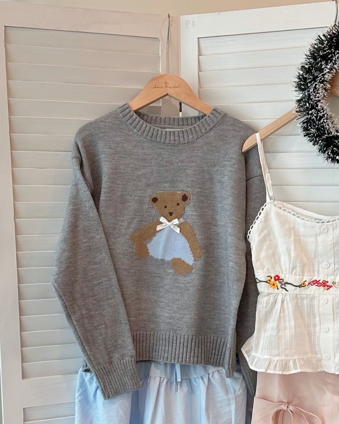 Teddy Knit Sweater in Grey