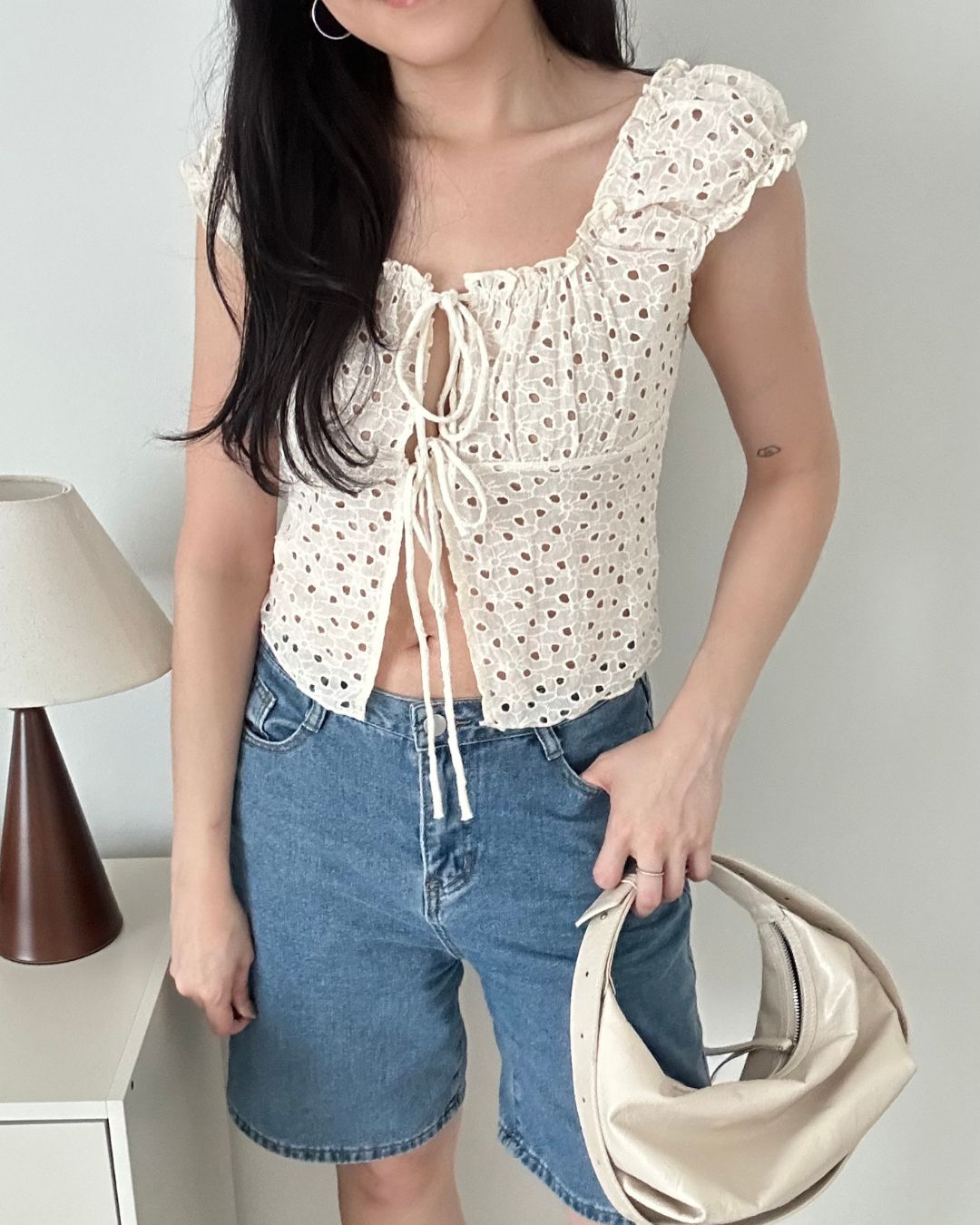 Daisy Eyelet Tie Top (Size S)