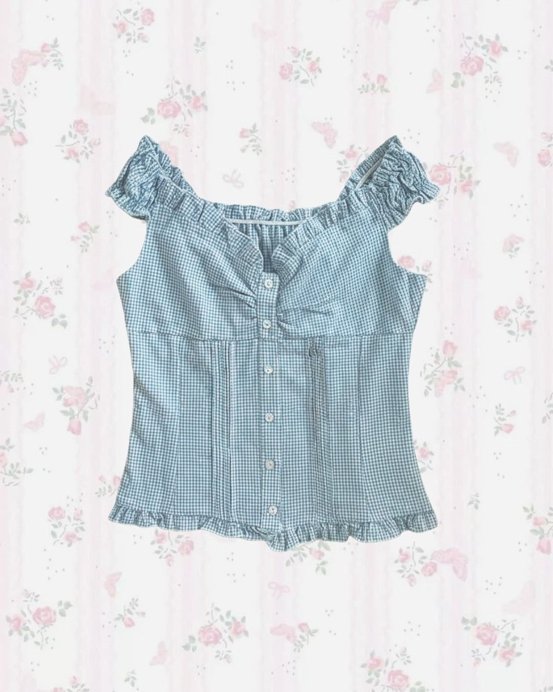 Belle Top in Blue Gingham