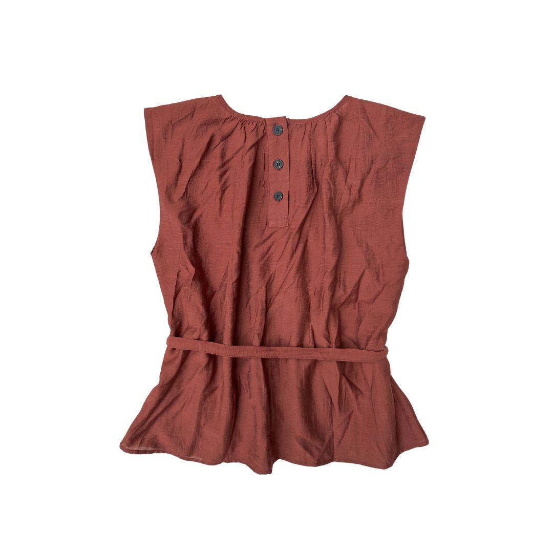 Carefree Tie-Up Sleeveless Blouse in Plum