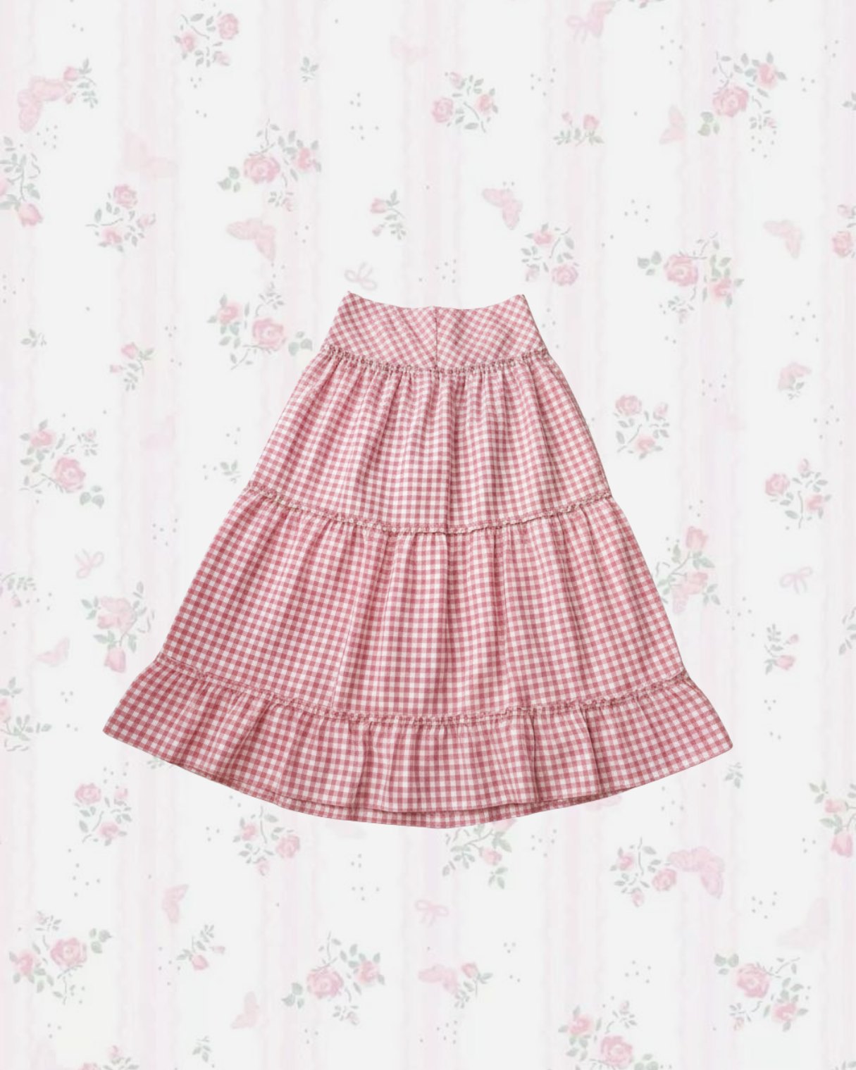 Berry Gingham Maxi Skirt