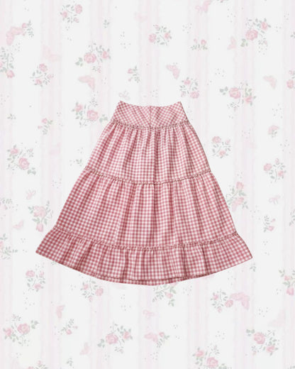 Berry Gingham Maxi Skirt