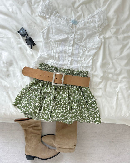 Olive Ruffle Skirt