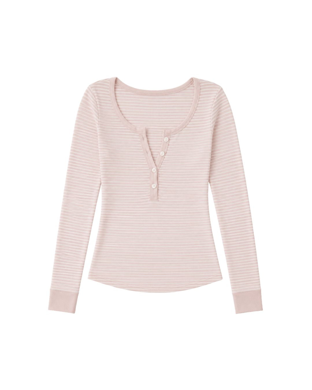 Henley Long Sleeve Top in Pink