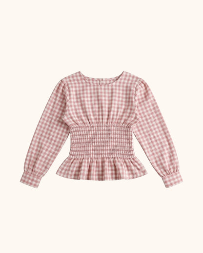Picnic Smocked Blouse in Pink Gingham