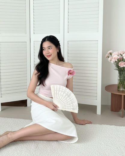 Lucky Orchid One-Shoulder Top