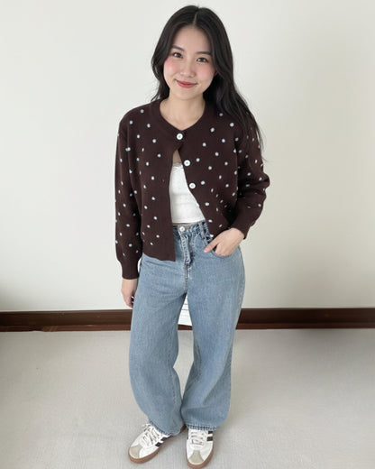 Soft Spot Knit Cardigan in Brown