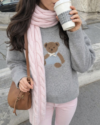 Teddy Knit Sweater in Grey