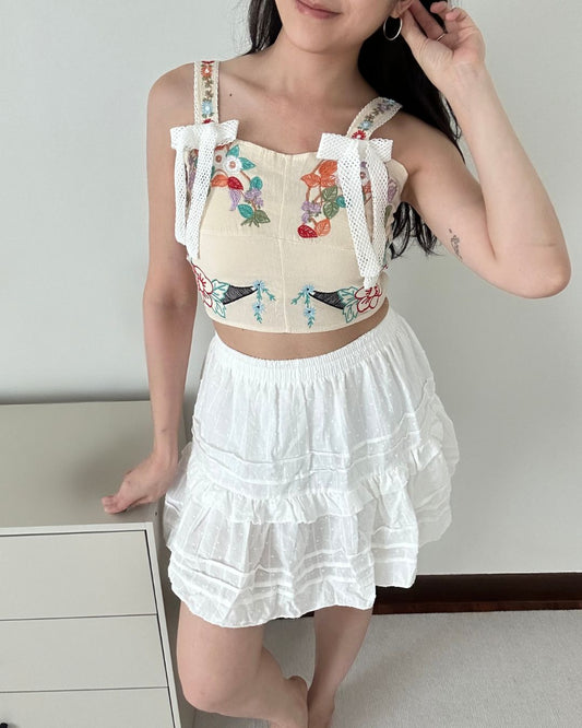 Garden Bloom Embroidered Top (Size S)