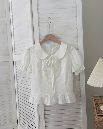 [SALE] Eyelet Lace Peter Pan Collar Blouse