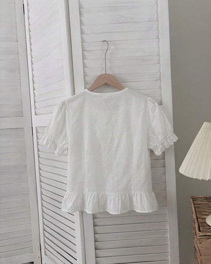 [SALE] Eyelet Lace Peter Pan Collar Blouse