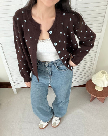 Soft Spot Knit Cardigan in Brown