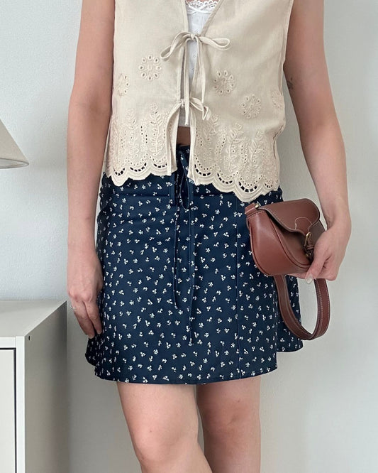 Navy Floral Skirt (Size L)