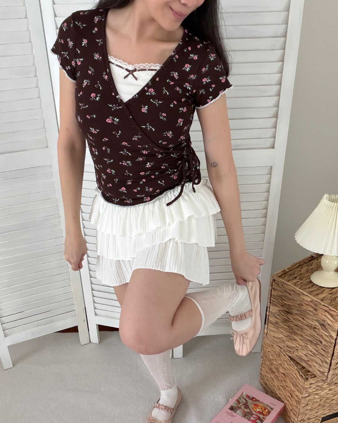 Wrap Floral Tie Top
