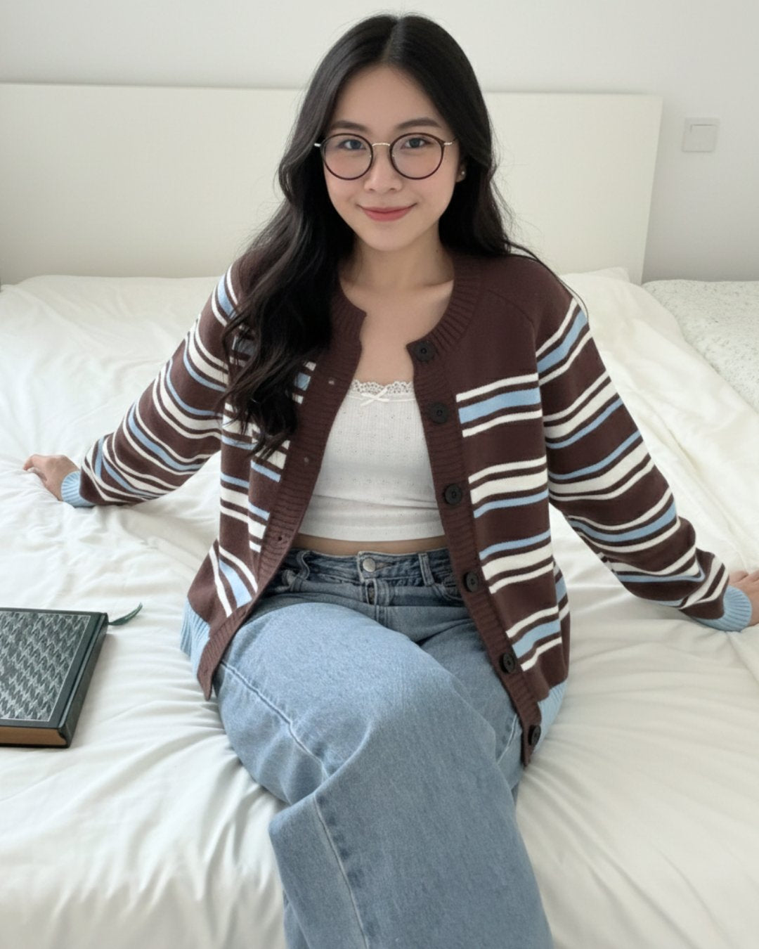 Toffee Stripe Knit Cardigan