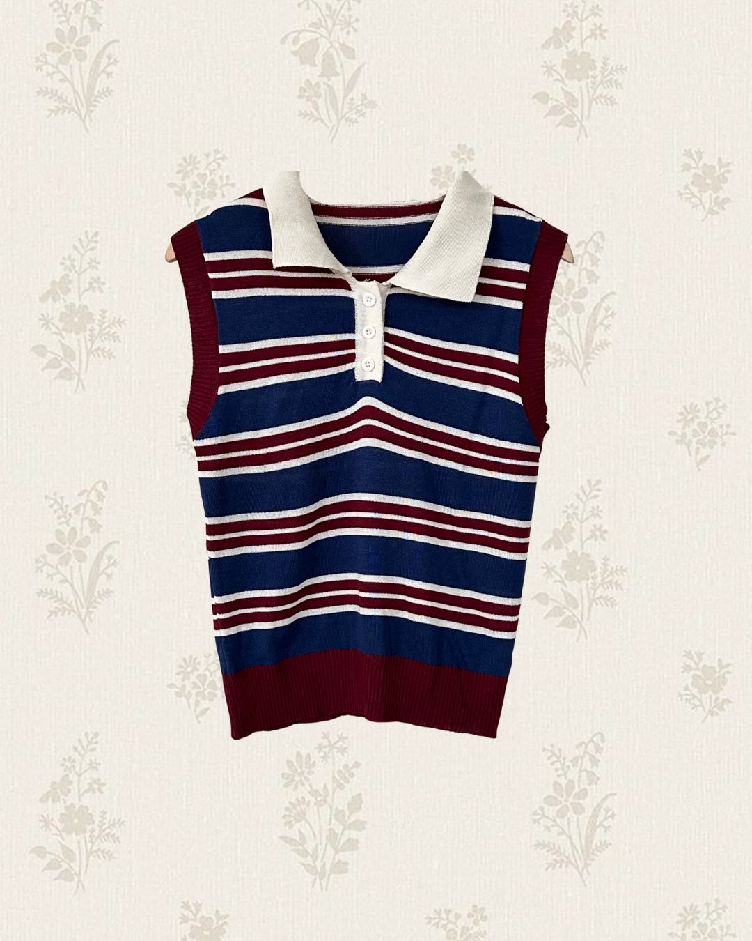 Retro Stripe Knit Top (Size S)