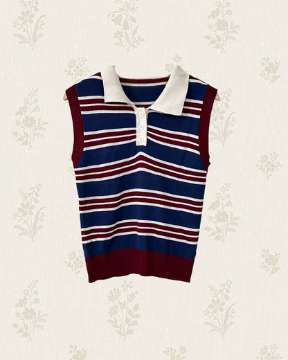 Retro Stripe Knit Top (Size S)