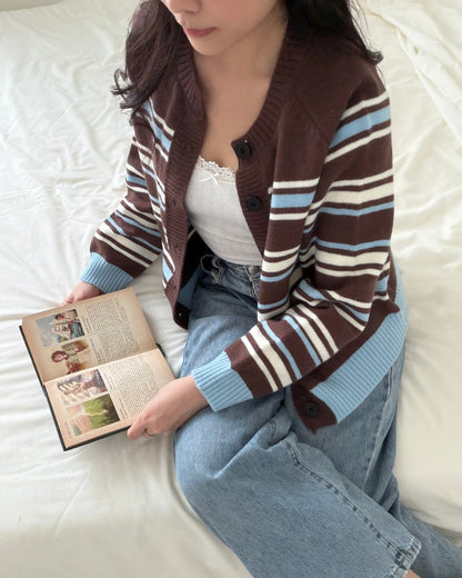 Toffee Stripe Knit Cardigan