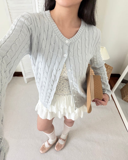 Cable Knit Cardigan in Blue