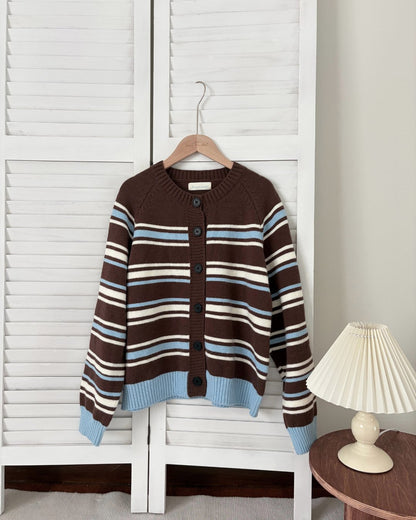 Toffee Stripe Knit Cardigan