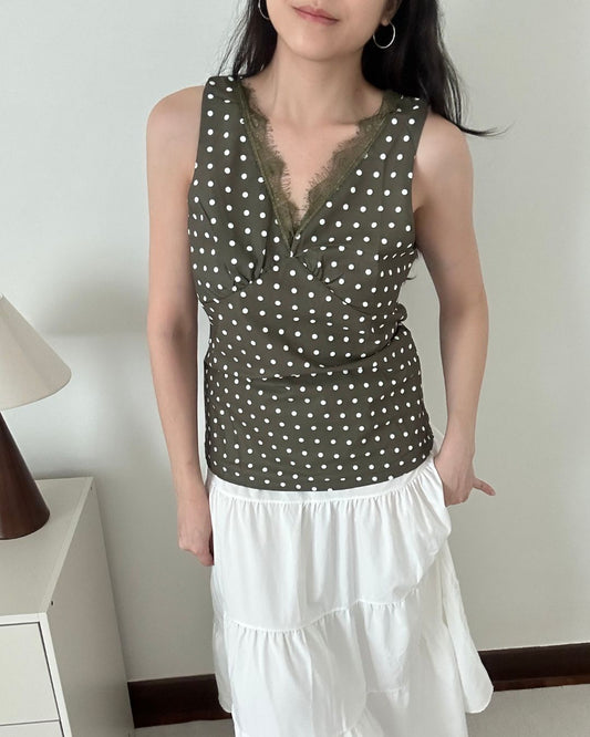 Olive Polka Blouse (Size M)