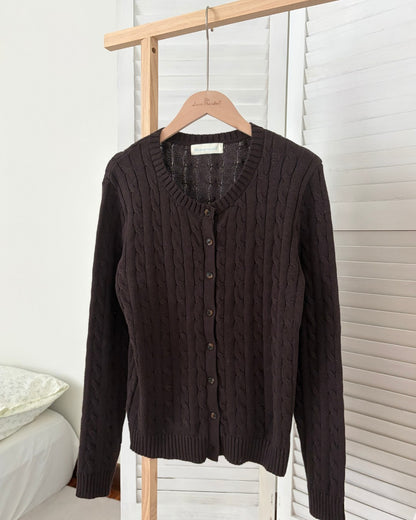 Cable Knit Cardigan in Brown