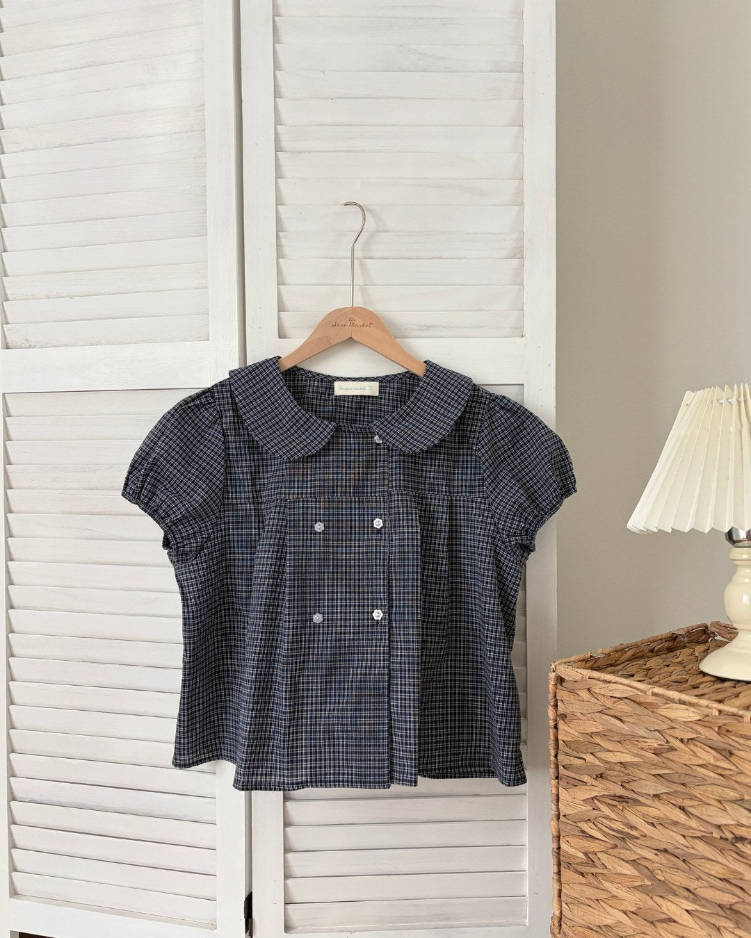 Doll Blouse in Navy Gingham