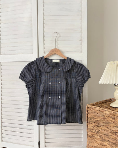 Doll Blouse in Navy Gingham