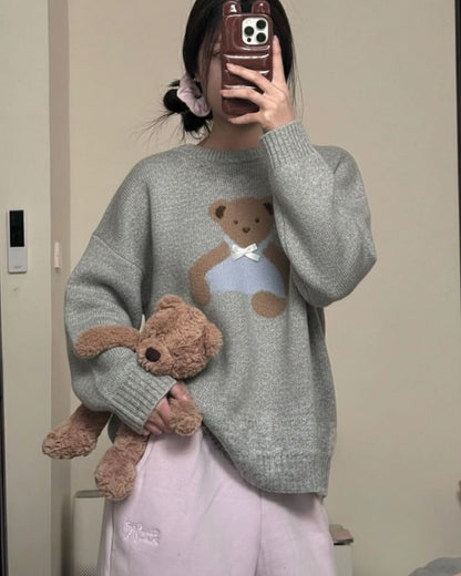 Teddy Knit Sweater in Grey