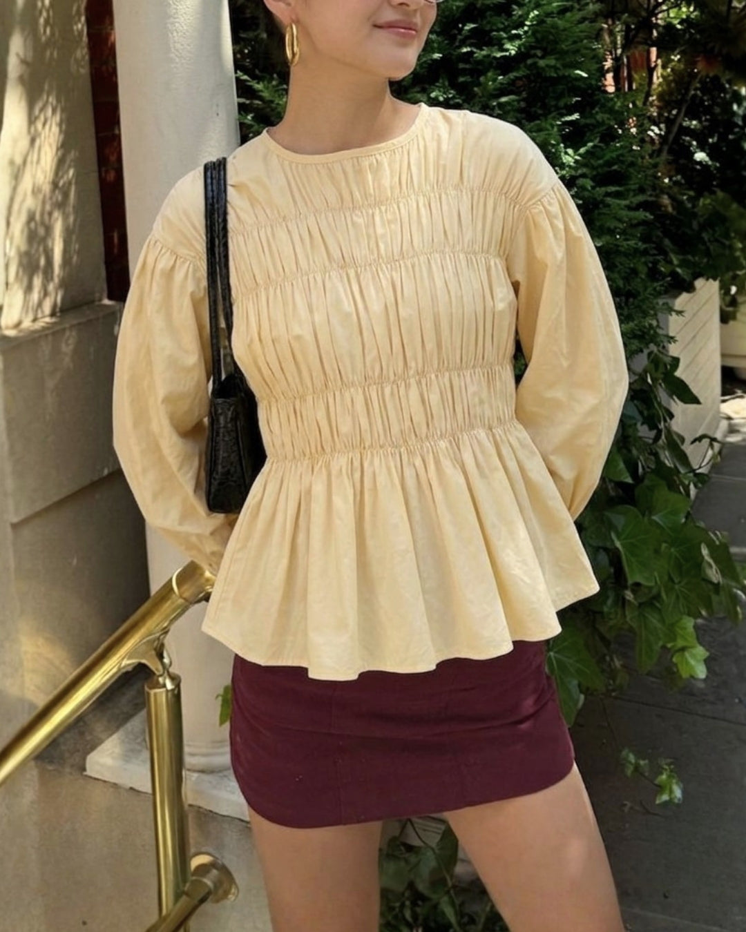Esme Smocked Blouse in Butter
