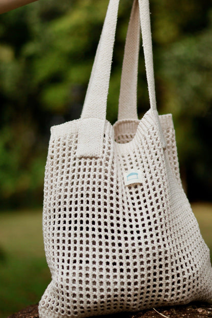 Mood Crotchet Tote Bag in Cream - The Sane Market