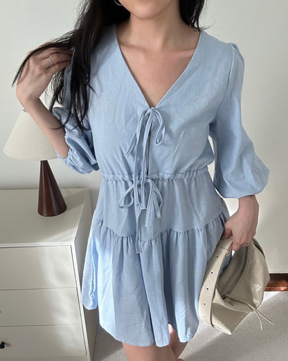 Clara Knot Denim Dress (Size S,M,L)