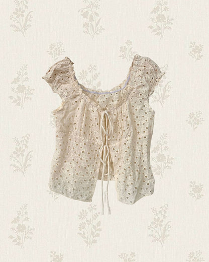 Daisy Eyelet Tie Top (Size S)