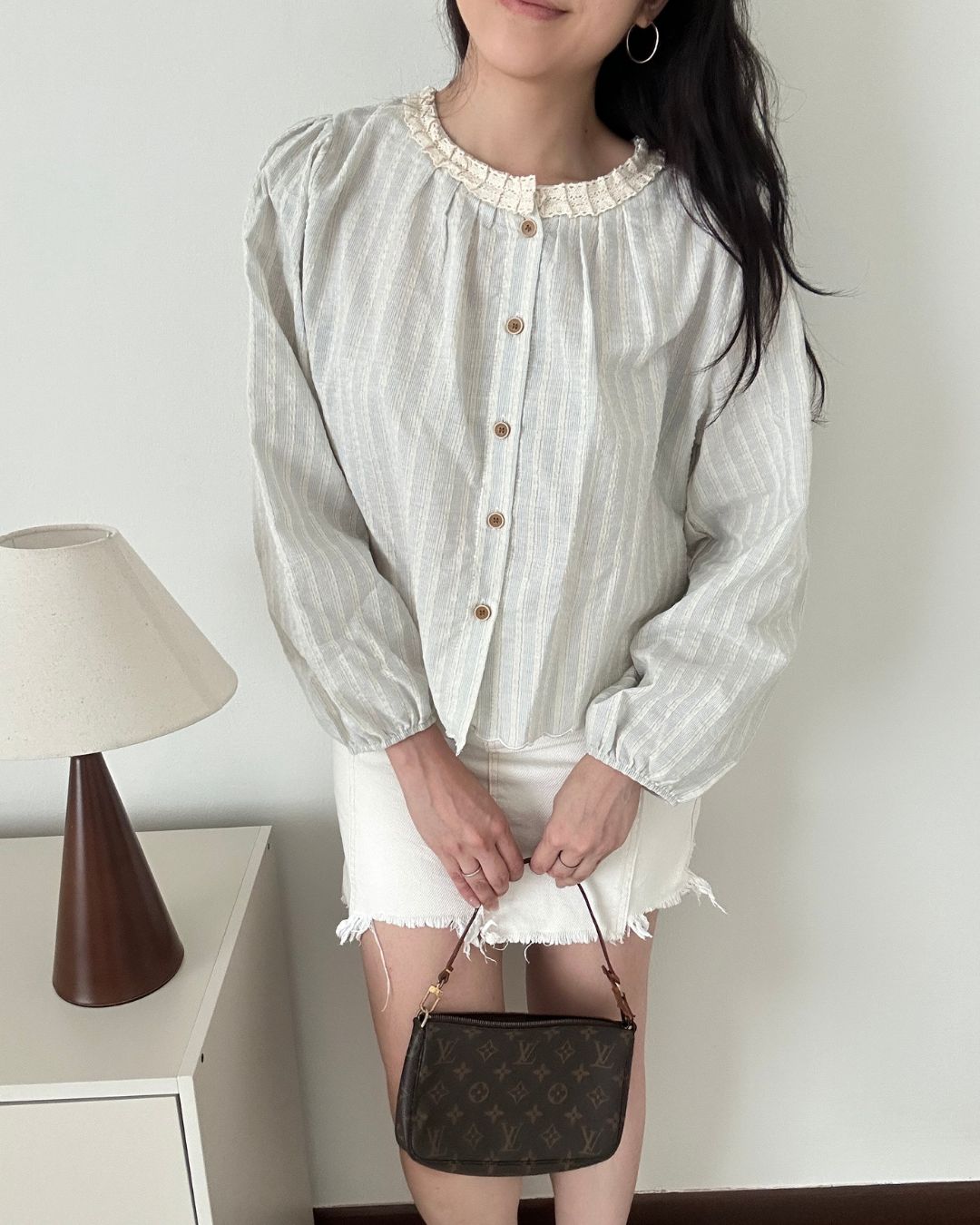 Country Blouse in Dusty Blue (Size S,M,L)