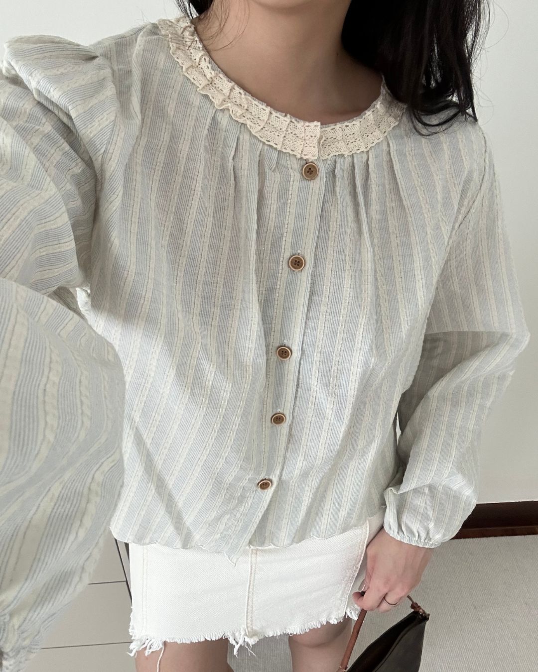 Country Blouse in Dusty Blue (Size S,M,L)