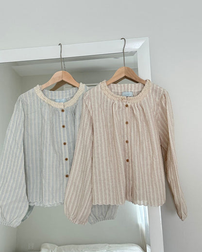 Country Blouse in Dusty Blue (Size S,M,L)