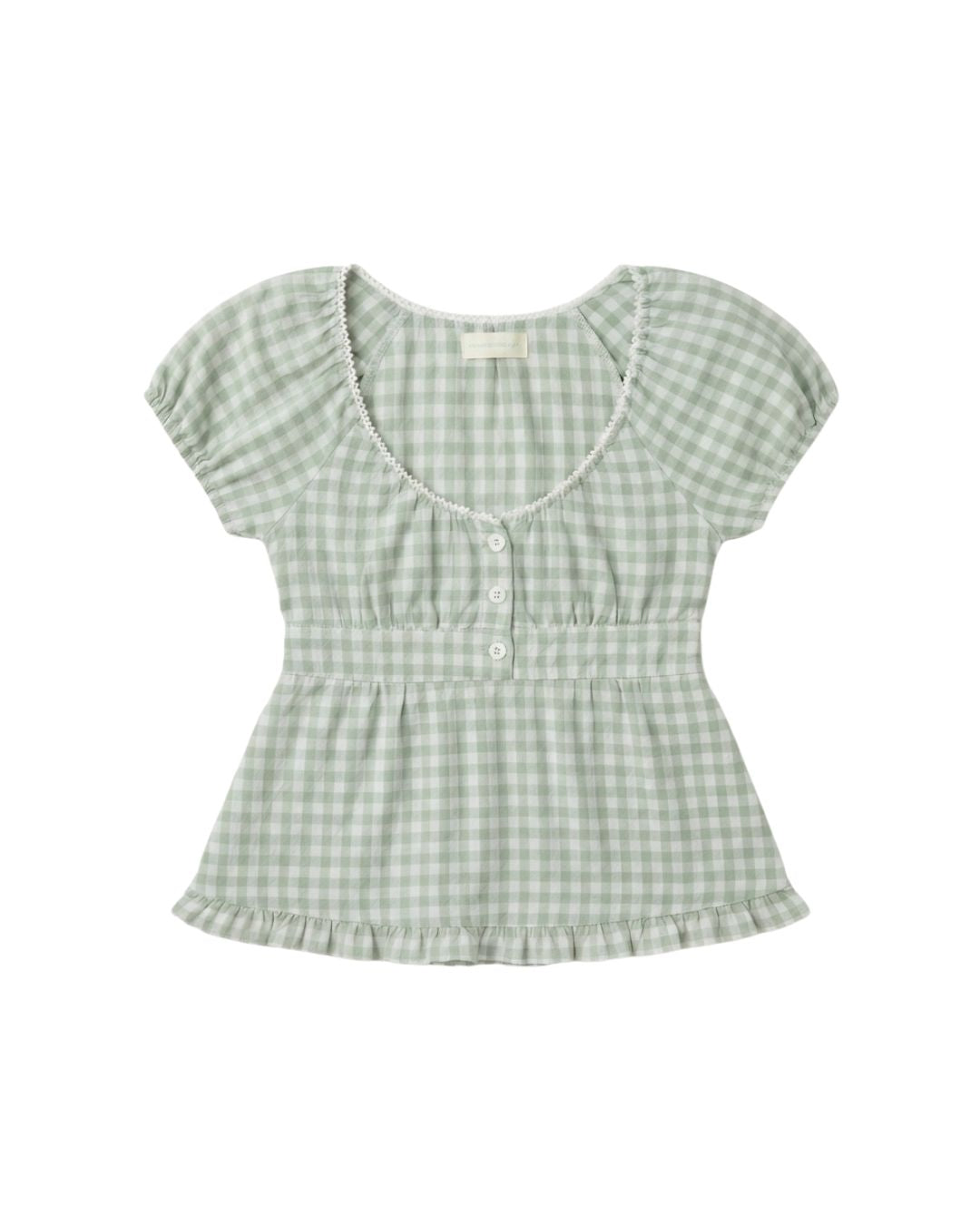 Sage Gingham Babydoll Blouse