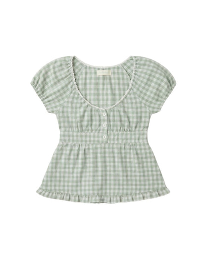 Sage Gingham Babydoll Blouse