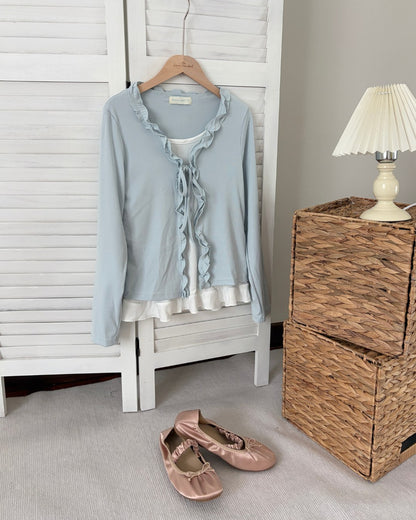 Ribbon Layered Top in Blue