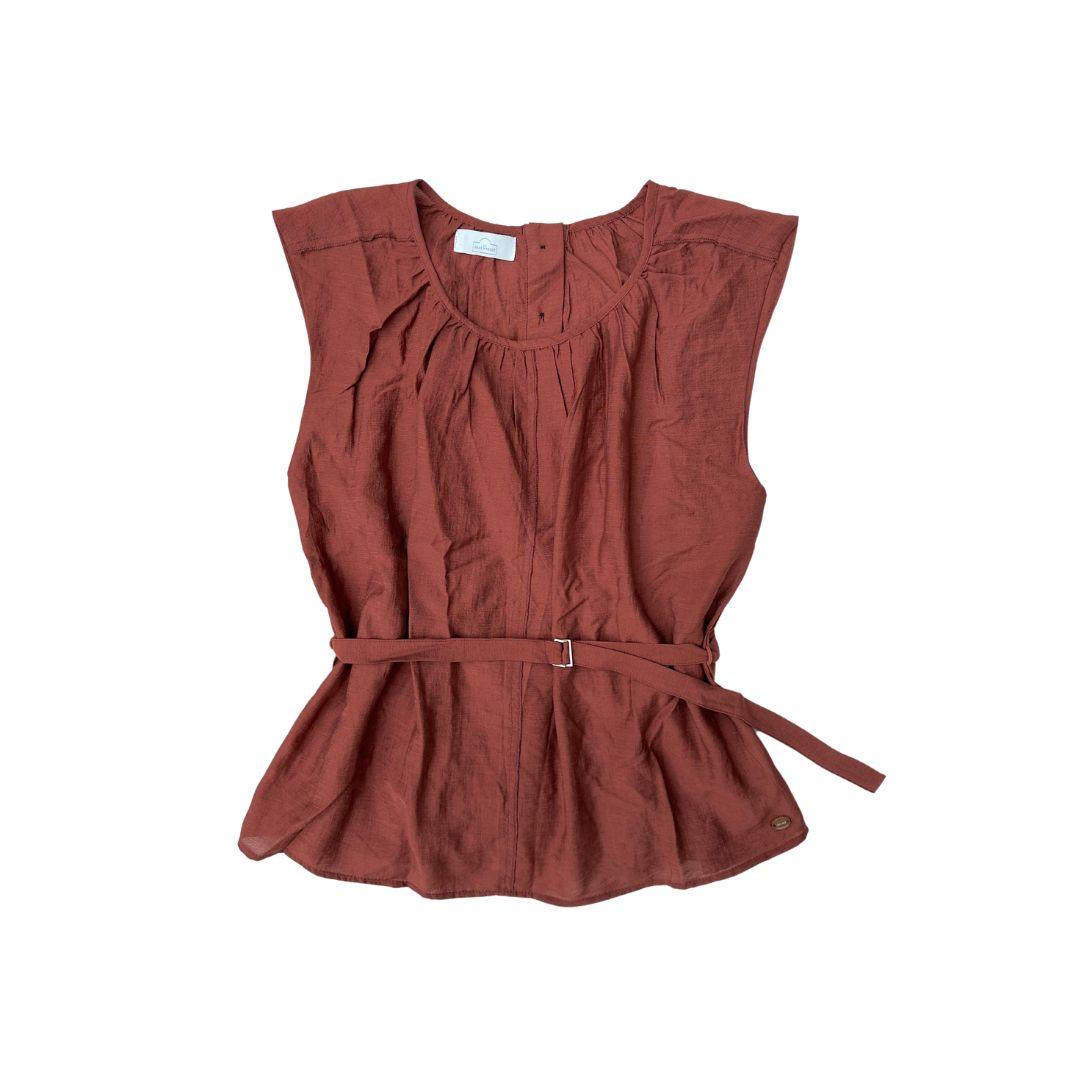 Carefree Tie-Up Sleeveless Blouse in Plum