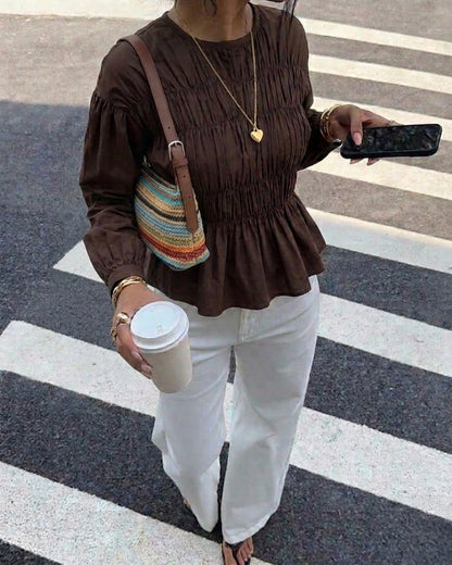 Esme Smocked Blouse in Cocoa