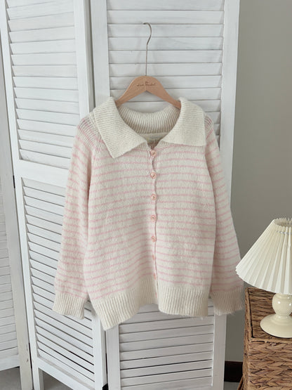 [SALE] Pink Stripe Collar Cardigan