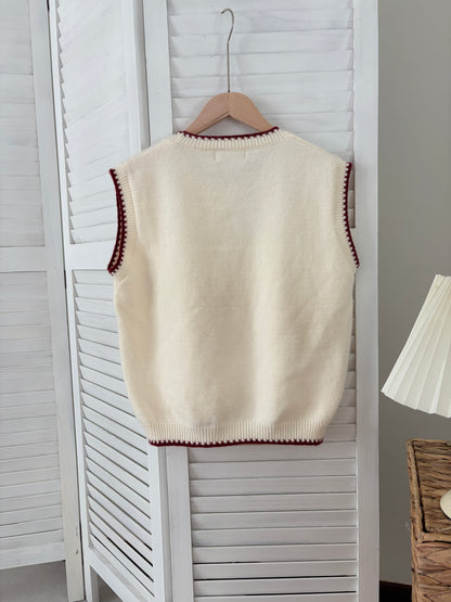 [SALE] Contrast Trim Knit Vest