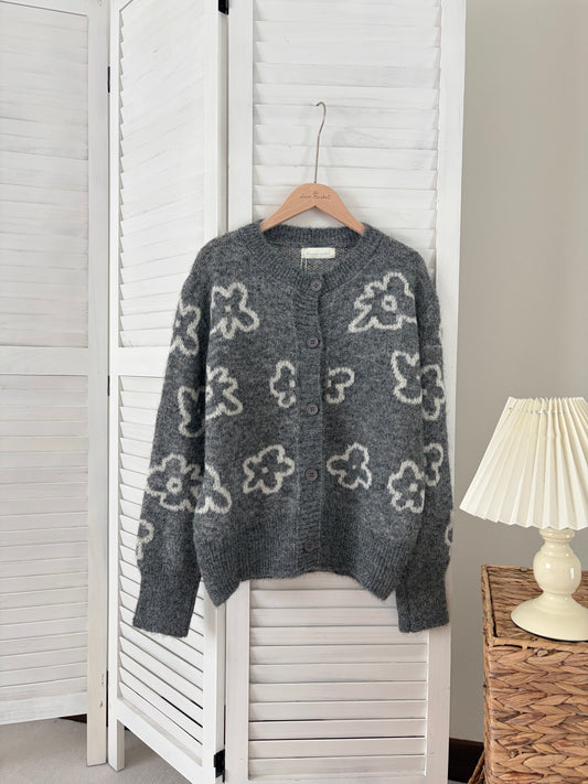 [SALE] Blossom Knit Cardigan in Grey