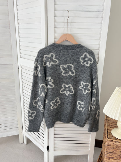 [SALE] Blossom Knit Cardigan in Grey