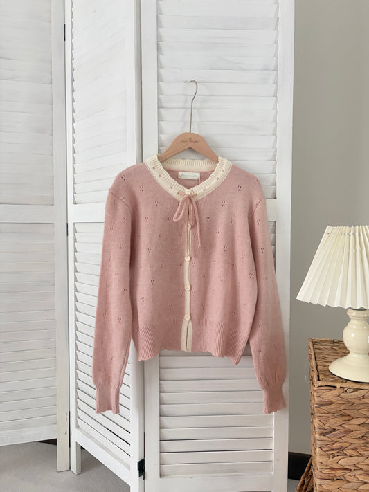 [SALE] Sweet Ribbon Knit Cardigan in Pink